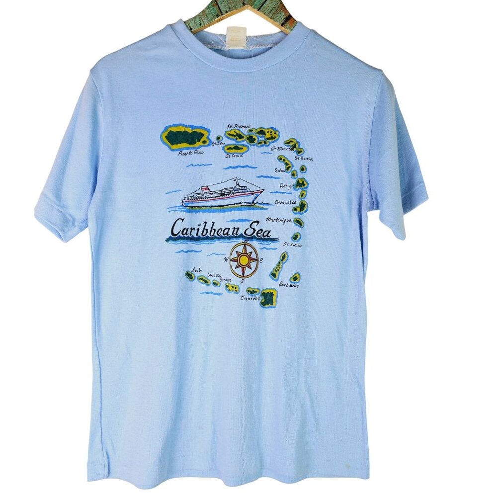 Vintage 1970's Shell Seekers Caribbean Sea Ultra Soft Single Stitch Tee, XL
